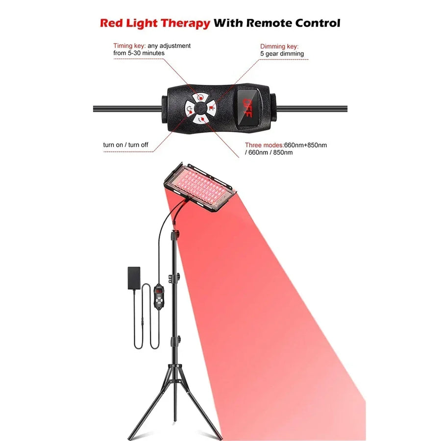 THEIA Red Light Lamp with Bracket – 96 LEDs 660nm & 850nm Near Infrared Light for Pain Relief and Skin Care