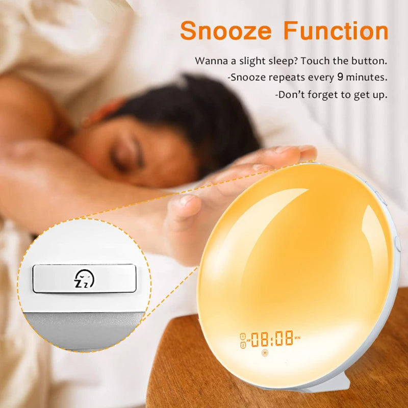 Theia Wake Up Light Alarm Clock with Sunrise/Sunset Simulation Dual Alarms FM Radio Nightlight 7 Colors Natural Sounds Snooze