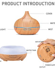 Theia Aroma Diffuser & Humidifier, Wood Look, LED Color Changer, 300 ml
