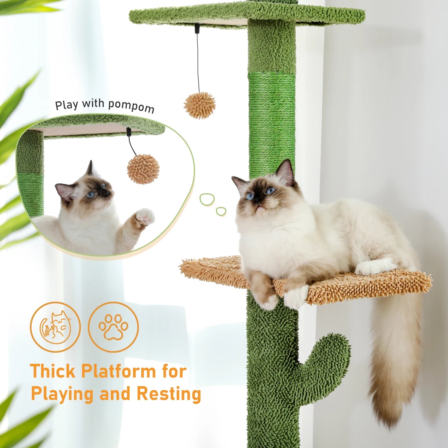 Cactus 5-Tier Floor-to-Ceiling Cat Tower