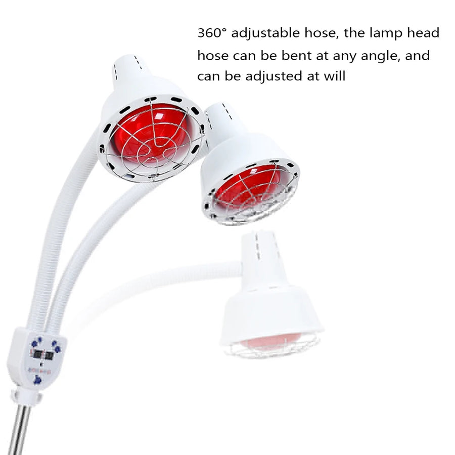 Dual-Head Infrared Heat Therapy Lamp with Adjustable Floor Stand