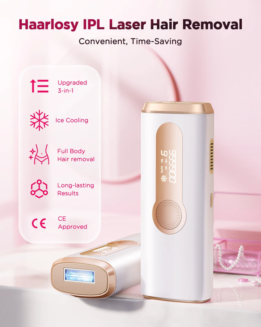 IPL Laser Hair Removal Device – Ice-Cooling 3-in-1 Permanent Hair Removal for Men & Women