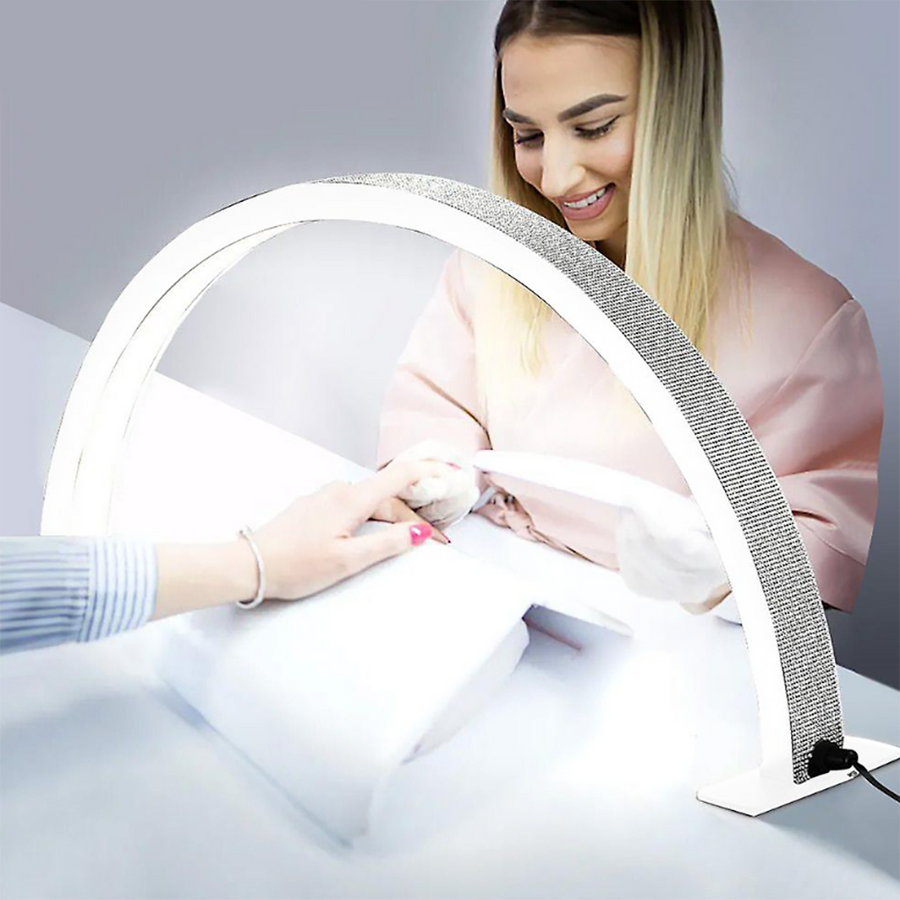 Theia Beauty Salon U-Shaped LED Desk Lamp – Ergonomic Lighting Fixture with Eye Protection and Tricolor Dimming for Nail and Beauty Treatments