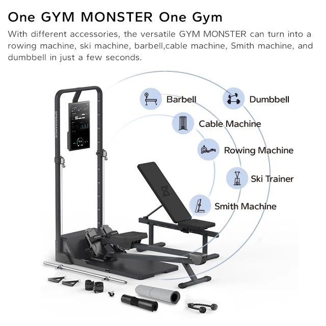 Theia Gym Monster Smart Home Gym – Upgraded Version 2.0, Multifunctional Strength Training System with Smith Machine, Power Cage & Cable Trainer