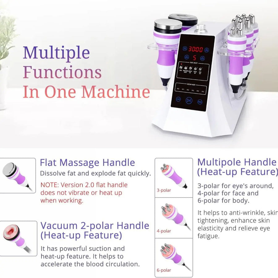 Theia 5in1 Multipolar RF Skin Tightening Vacuum 40K Cavitation Ultrasonic Celliute Slimming Spa Machine
