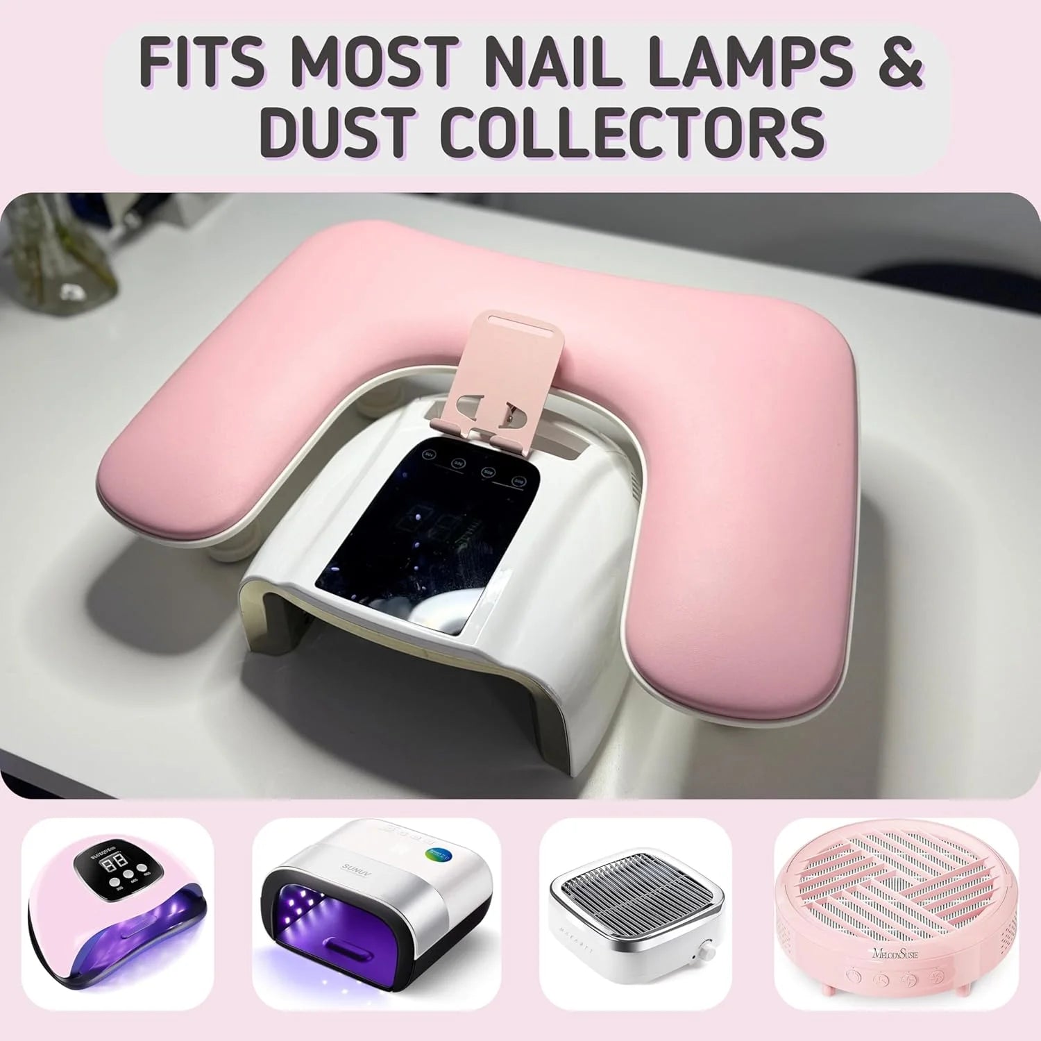Adjustable U-Shaped Nail Arm Rest – Professional Manicure Hand Rest with Phone Holder