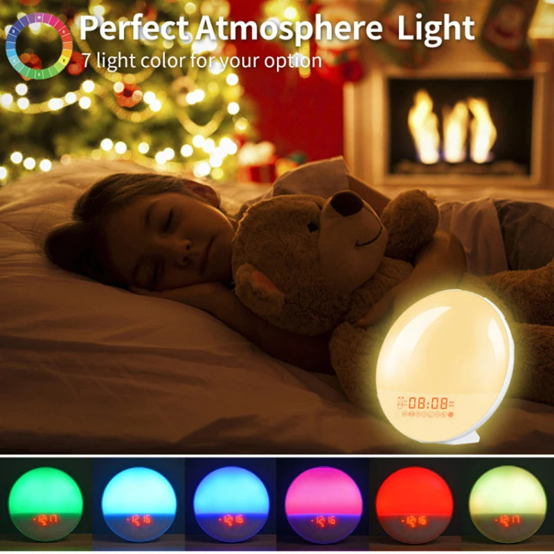 Theia Wake Up Light Alarm Clock with Sunrise/Sunset Simulation Dual Alarms FM Radio Nightlight 7 Colors Natural Sounds Snooze