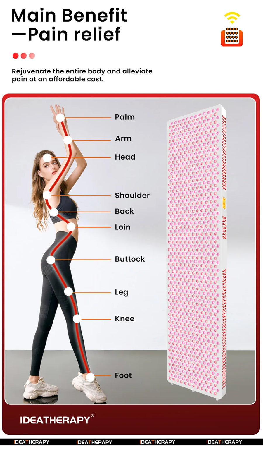 THEIA XXL Red Light Therapy Panel 4500W – Full Body 8 Wavelengths, Touch Screen & Stand – Professional PDT