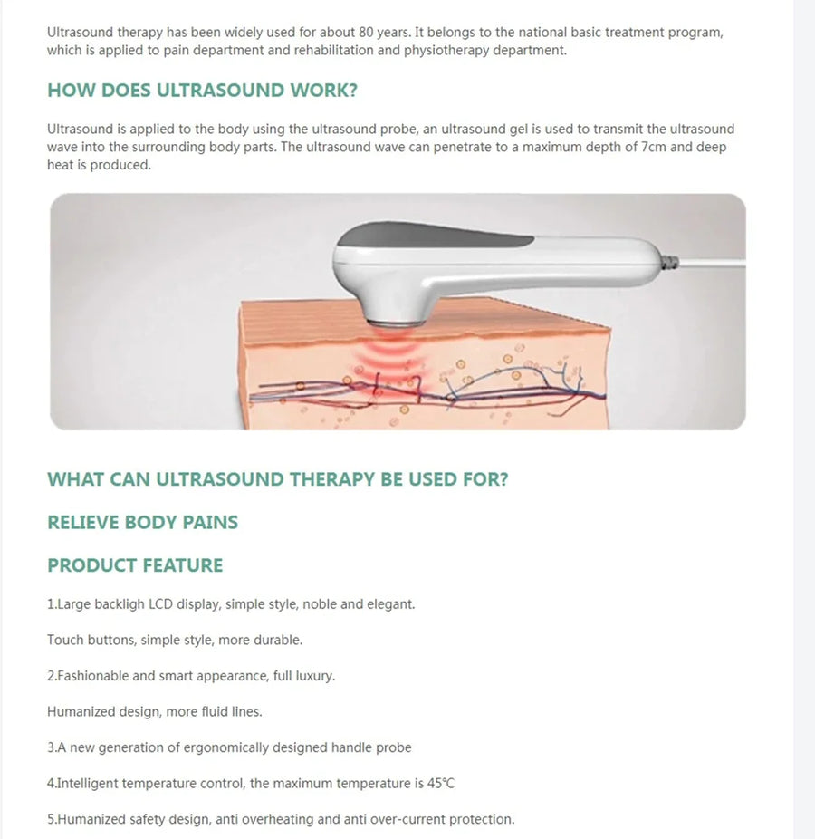 Theia Ultrasonic Therapy Machine – Pain Relief & Muscle Massage