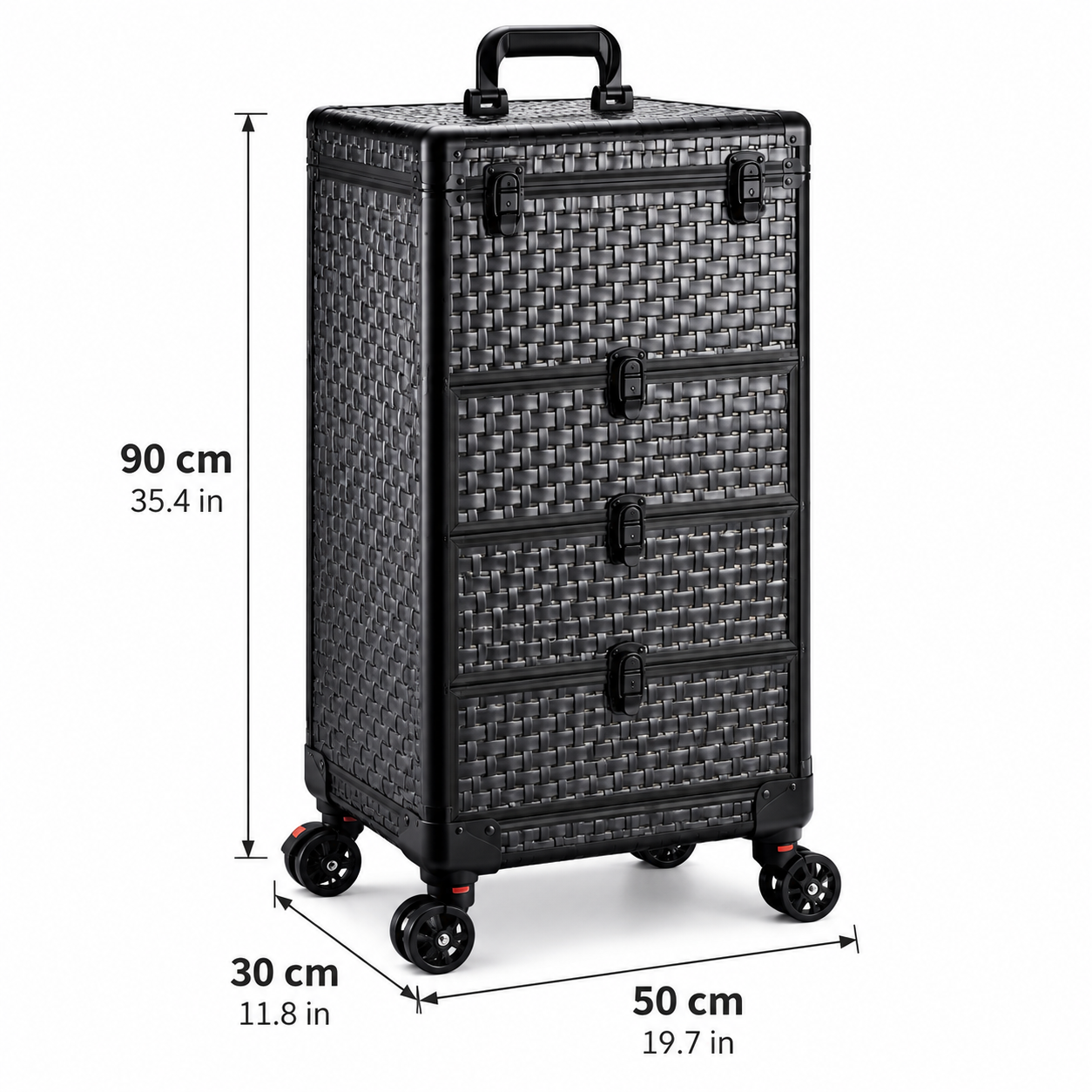 Rolling Beauty Makeup Case – 3-Drawer Salon Organizer Trolley with Wheels & Storage Compartments