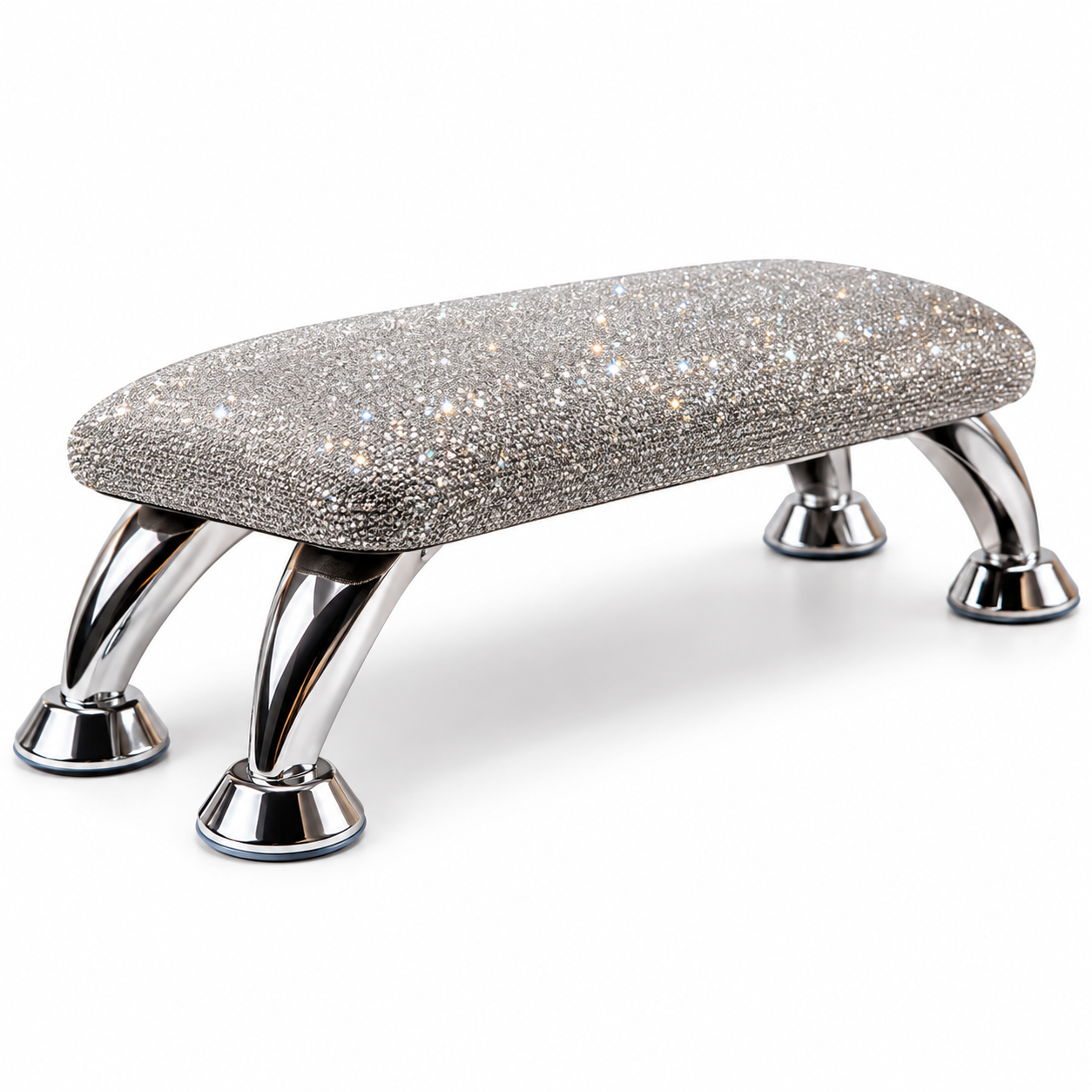 Luxury Glitter Manicure Hand Rest – Silver Padded Nail Armrest