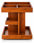 Luxury 360° Rotating Wooden Makeup Organizer – 3-Tier Skincare & Cosmetic Storage Stand