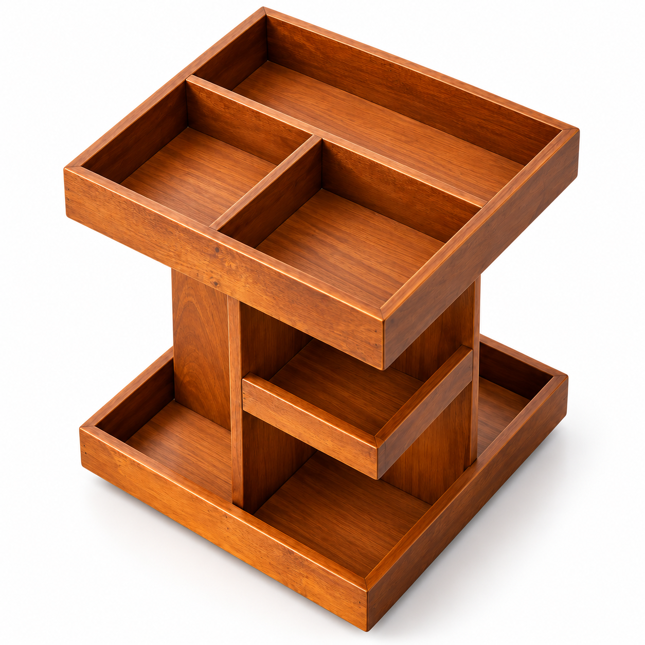 Luxury 360° Rotating Wooden Makeup Organizer – 3-Tier Skincare & Cosmetic Storage Stand