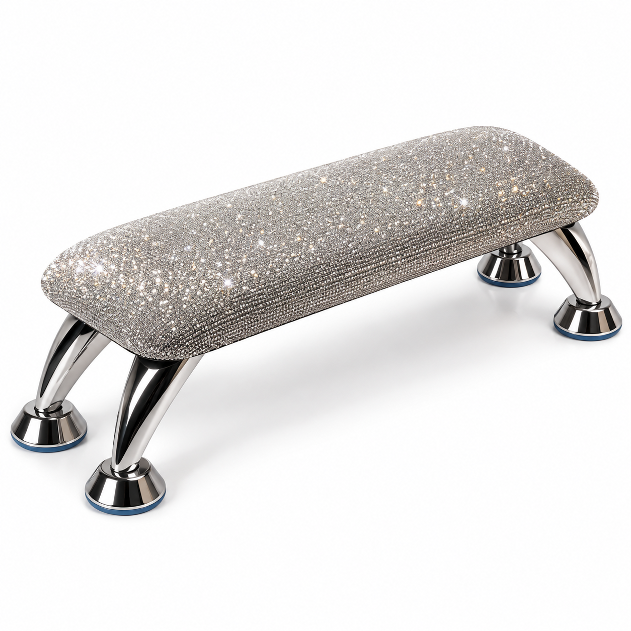 Luxury Glitter Manicure Hand Rest – Silver Padded Nail Armrest