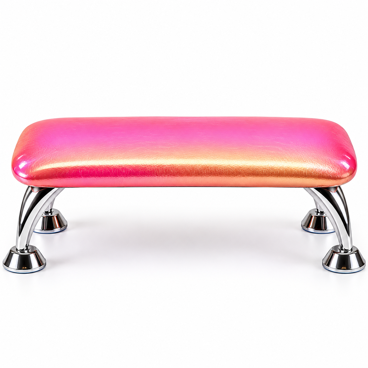 Manicure Armrest – Pink Heart Pattern Nail Hand Rest with Chrome Metal Legs