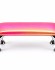 Manicure Armrest – Pink Heart Pattern Nail Hand Rest with Chrome Metal Legs