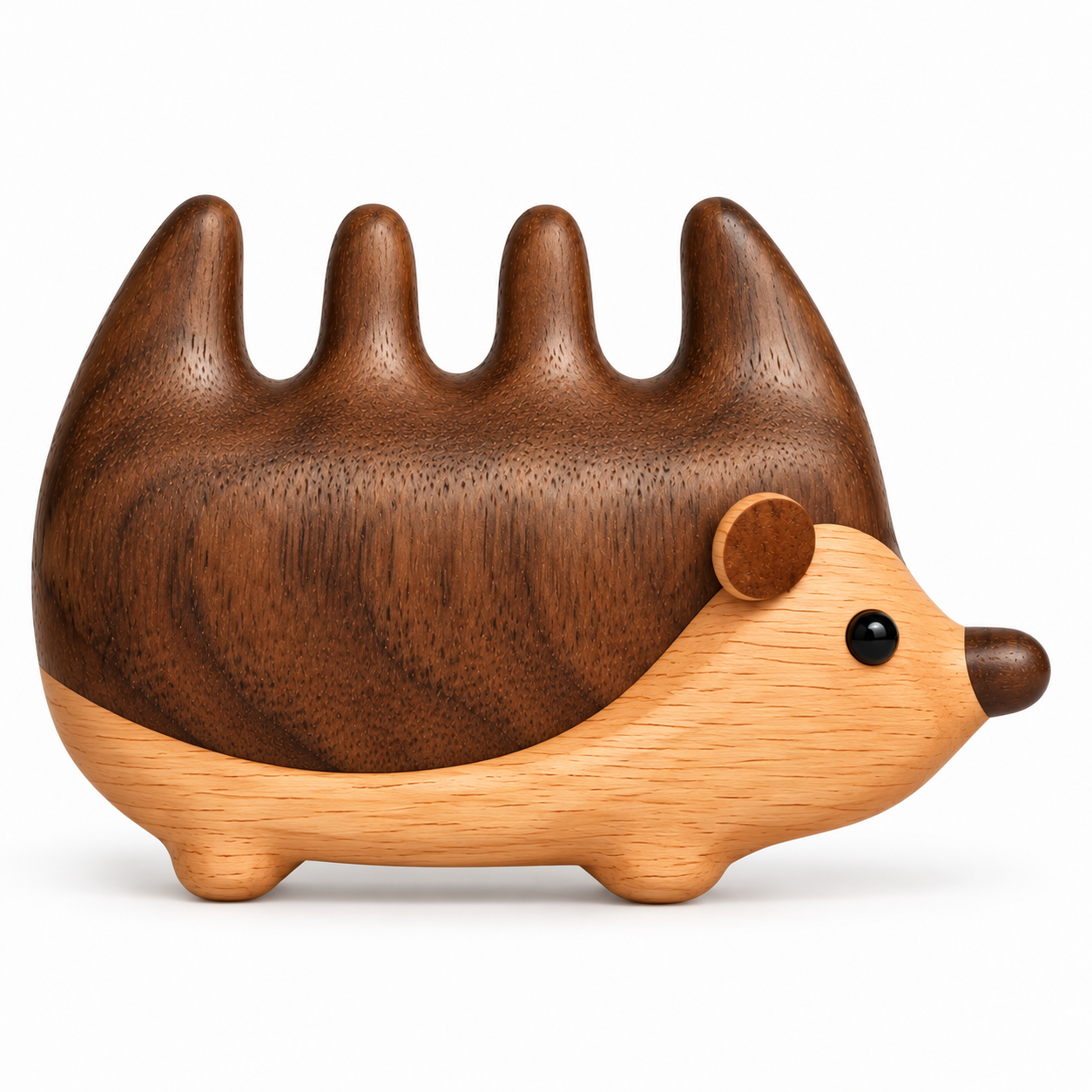 Natural Wooden Hedgehog Scalp Massage Comb – Walnut Wood Wide-Tooth Hair Comb & Handheld Massage Tool