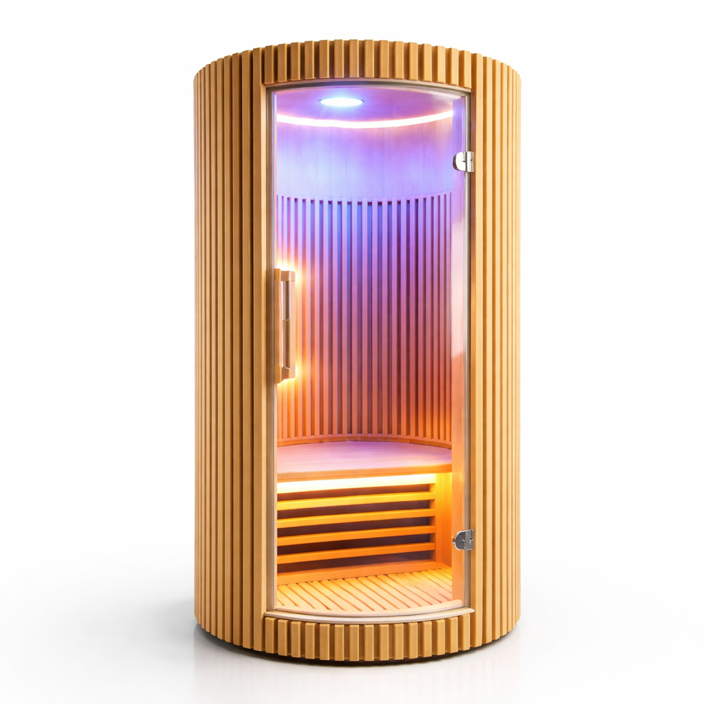 Far Infrared Sauna Room 1 Person – Solid Hemlock Wood Home Spa Cabin with Smart Touch Control – 2000mm Height