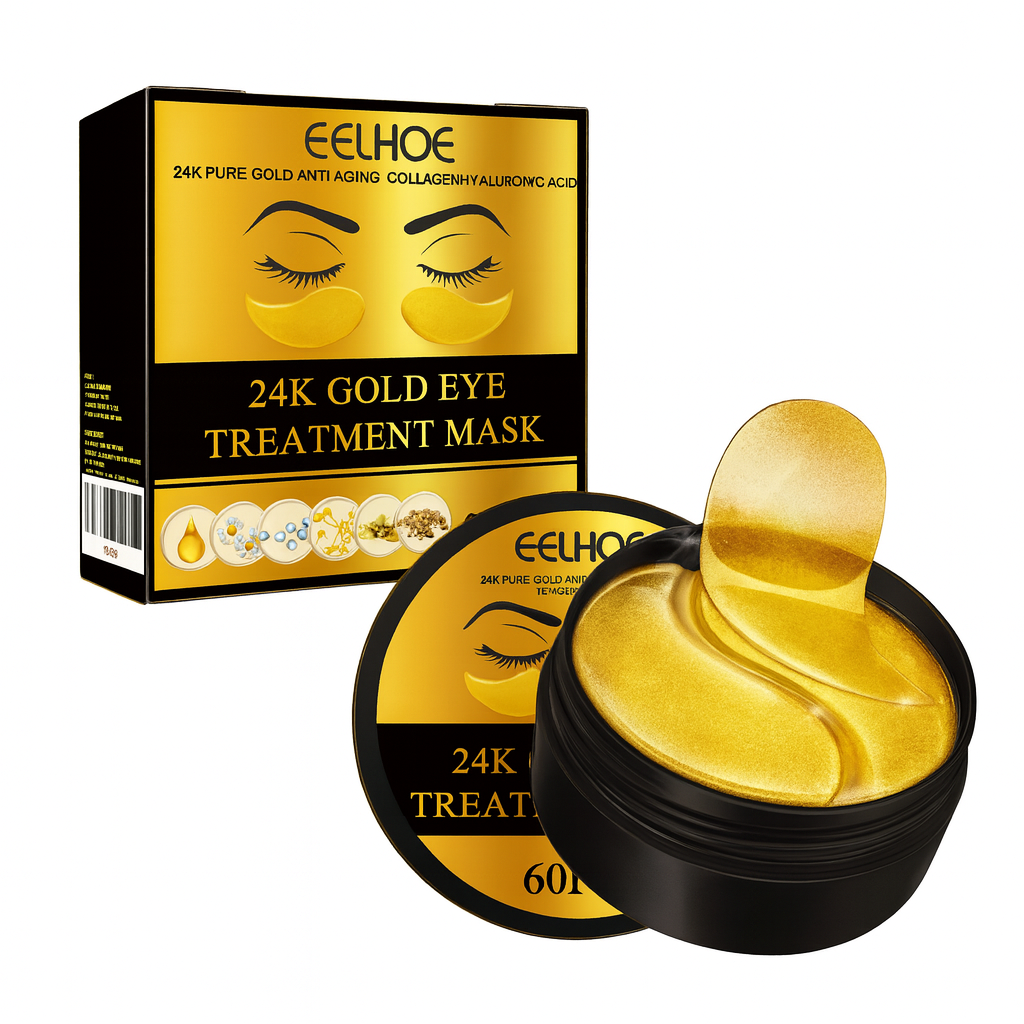 60PCS 24K Gold Eye Mask Anti Dark Circles Eye Patches for Puffy Eyes, Wrinkles, Fine Lines, Firming and Moisturizing Skincare