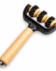 Handheld 3-Wheel Massage Roller – Wooden Handle Body Massager