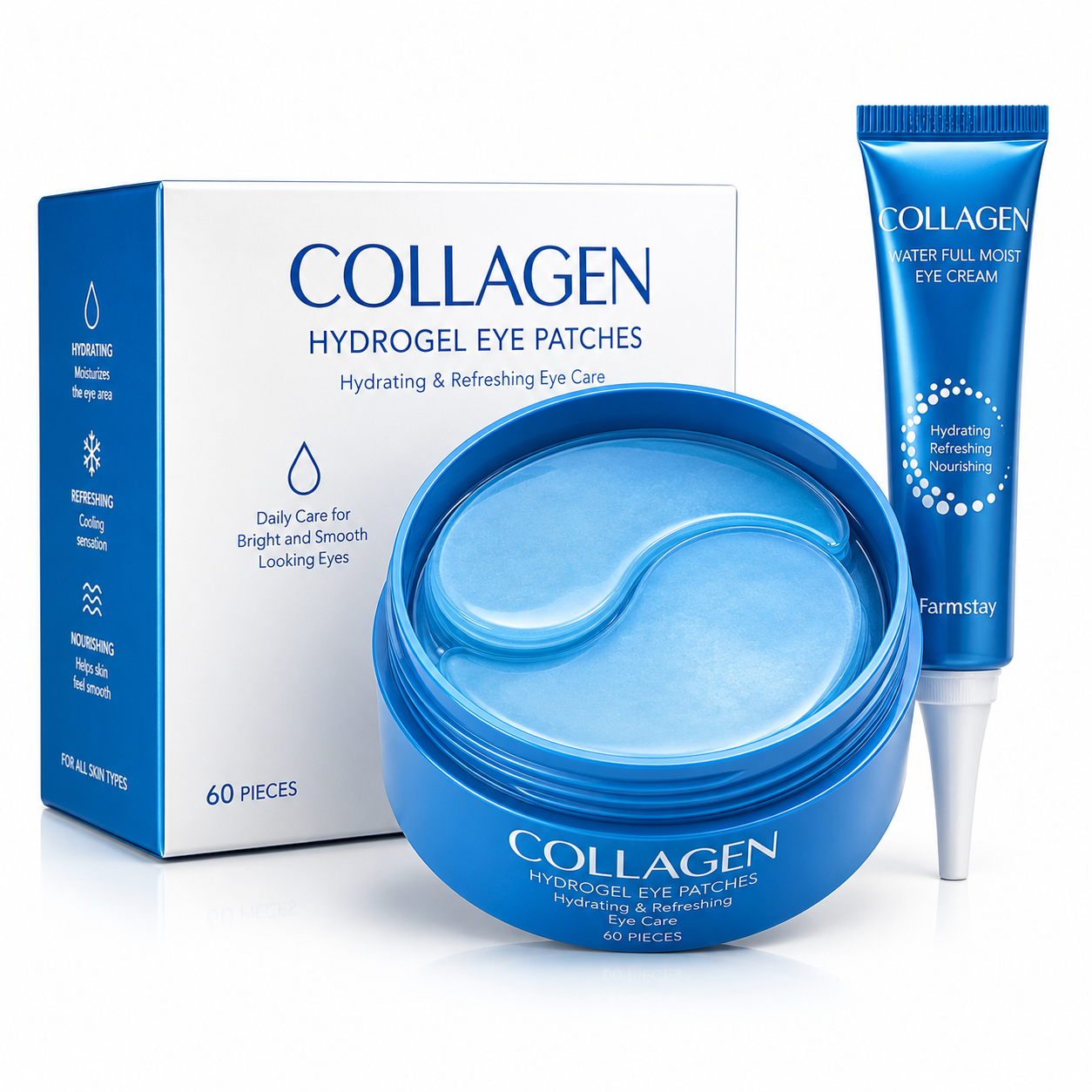Collagen Hydrogel Under Eye Patches – 60 Pieces / 30 Pairs – Hydrating Eye Care