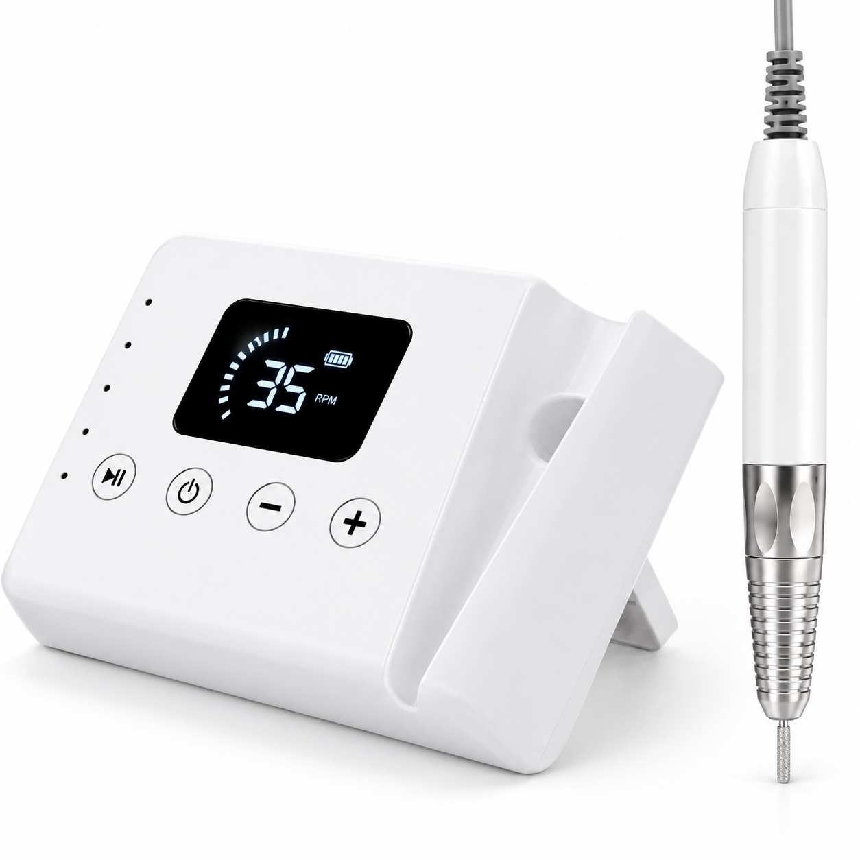 Professional 35,000 RPM Brushless Electric Nail Drill Machine with Digital Display, Rechargeable Battery and Nail Bit Set