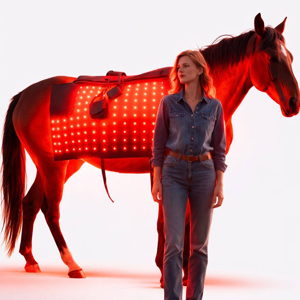 Horse Red & Near-Infrared LED Back Blanket – Battery-Powered Equine Wellness Light Pad