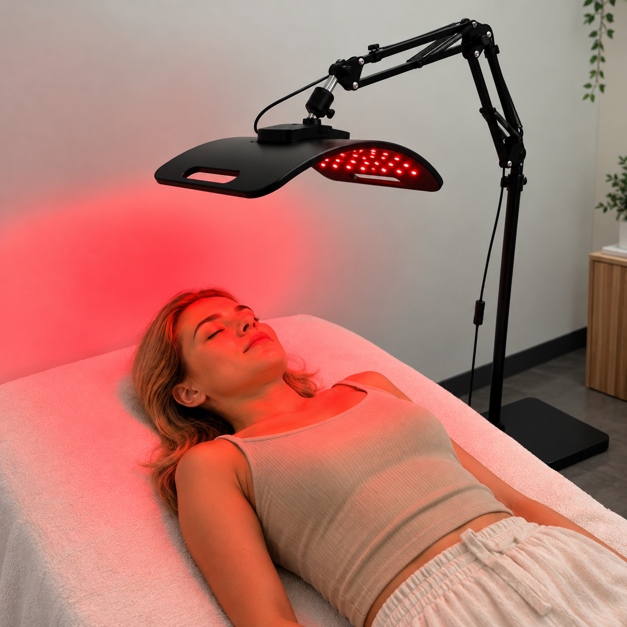660nm Red Light & 850nm Near-Infrared Therapy Panel with Adjustable Stand – Dual Wavelength LED Lamp