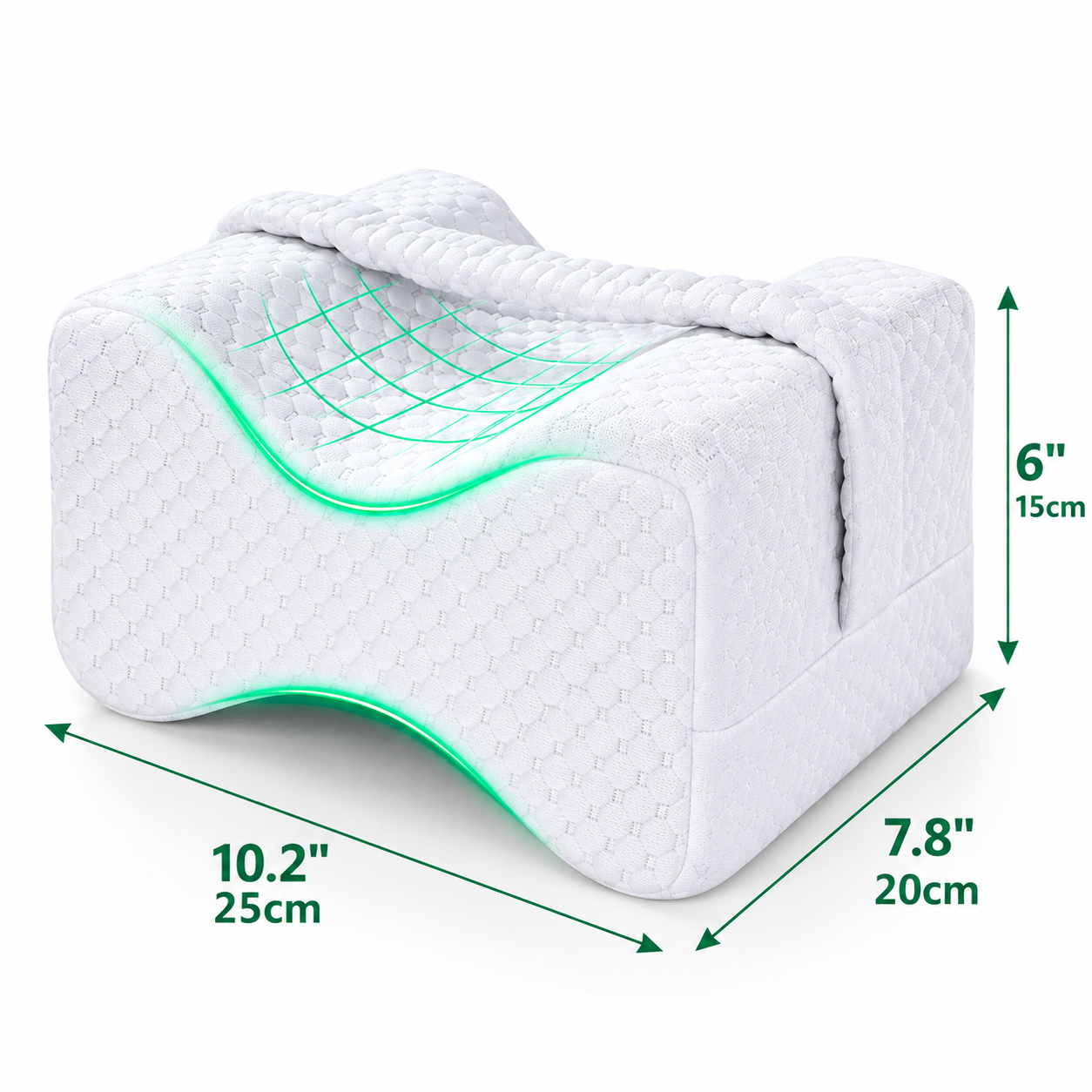 Ergonomic Memory Foam Knee Pillow for Side Sleepers with Adjustable Strap – Leg Support Cushion