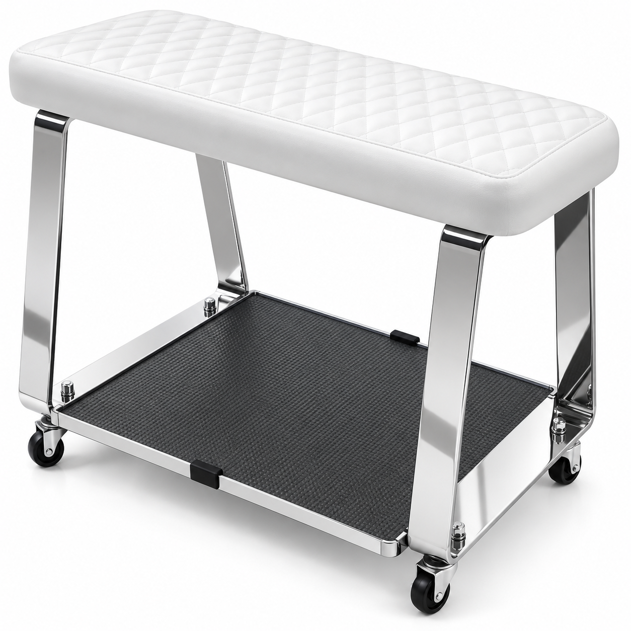 Professional Rolling Pedicure Footrest – Padded Salon Foot Rest with Storage Platform