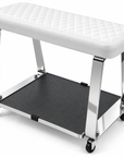 Professional Rolling Pedicure Footrest – Padded Salon Foot Rest with Storage Platform