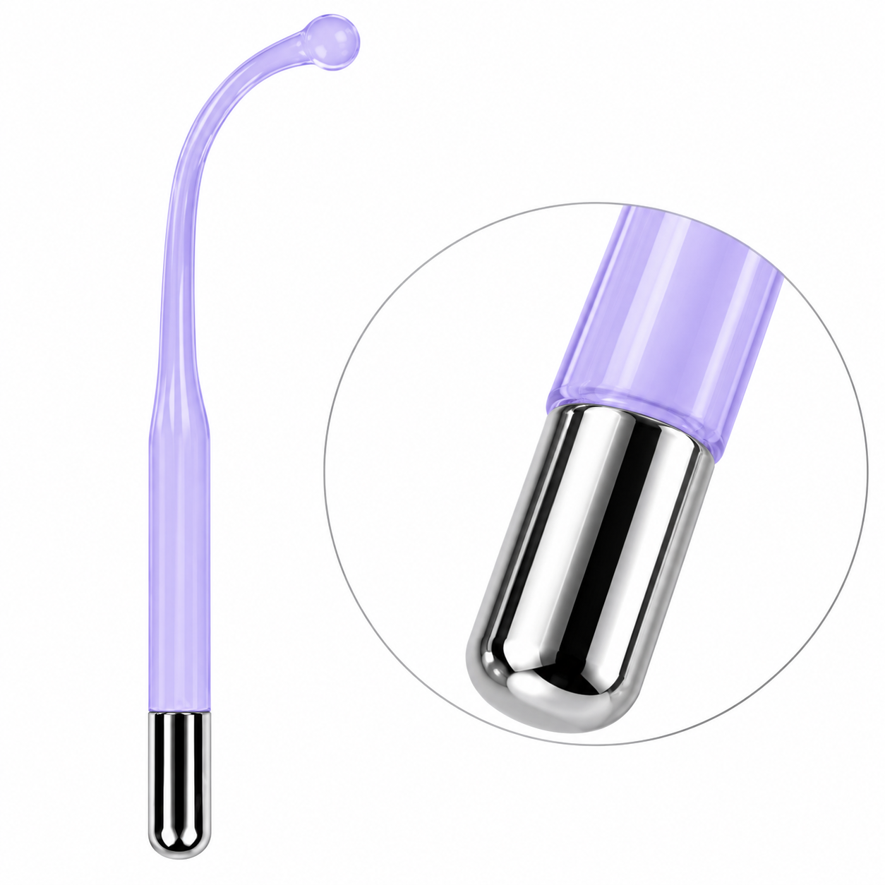 High Frequency Glass Point Electrode – Curved Purple Replacement Attachment for Facial Beauty Devices