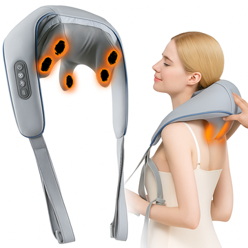 THEIA Shiatsu Neck and Shoulder Massager – Heated Back Massager U-Shape Deep Kneading Electric Massage Pillow for Neck, Waist, Leg, and Body Relief