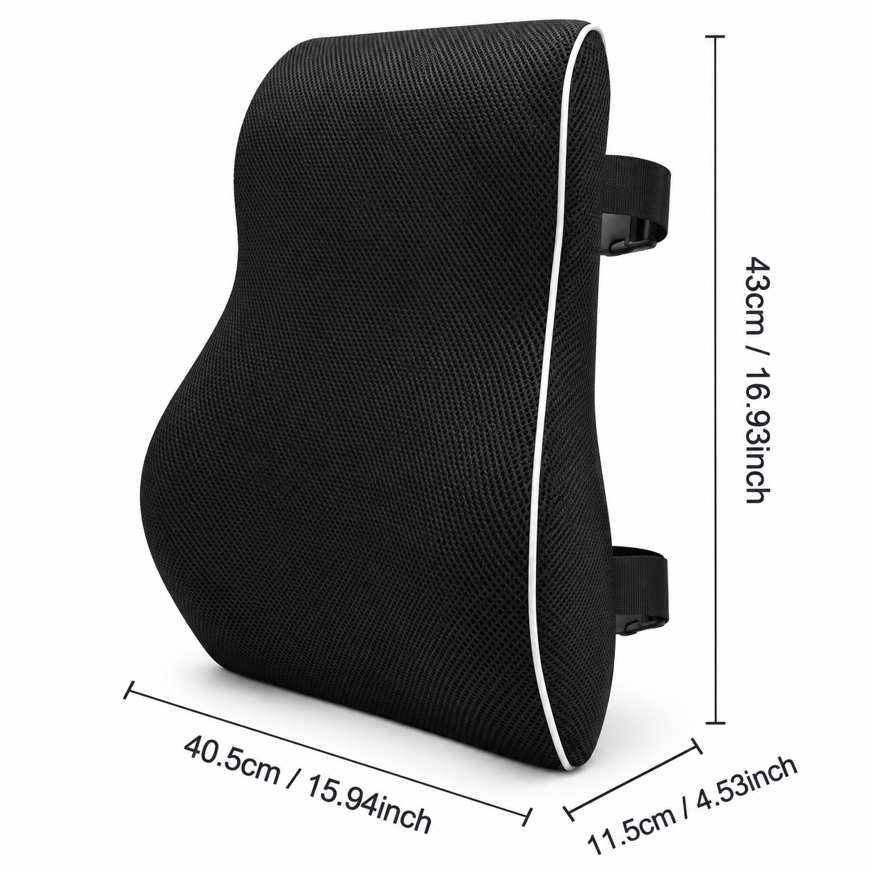 Memory Foam Lumbar Support Cushion for Office Chair & Car Seat – Ergonomic Back Support Pillow