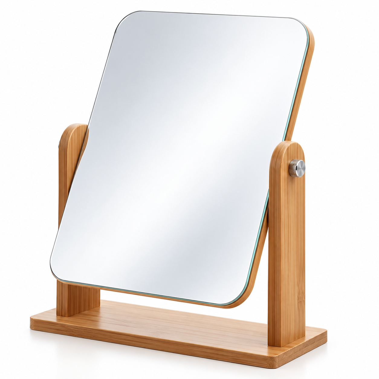 360° Rotating Wooden Vanity Mirror with Adjustable Tabletop Stand
