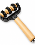 Handheld 3-Wheel Massage Roller – Wooden Handle Body Massager