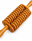 Double Wooden Massage Roller with Textured Wheels