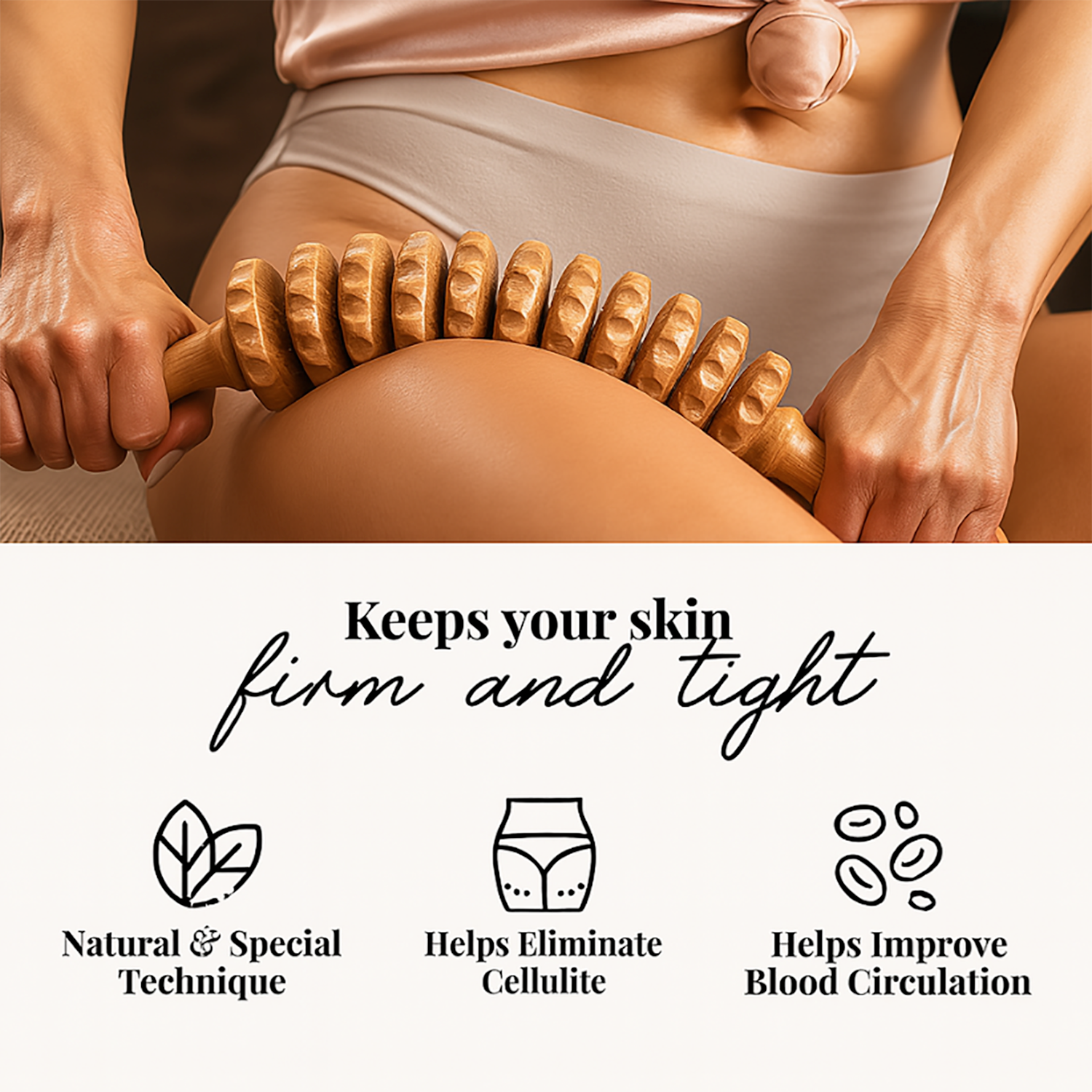 Theia Premium Handcrafted Sculpt Wood Massage Roller