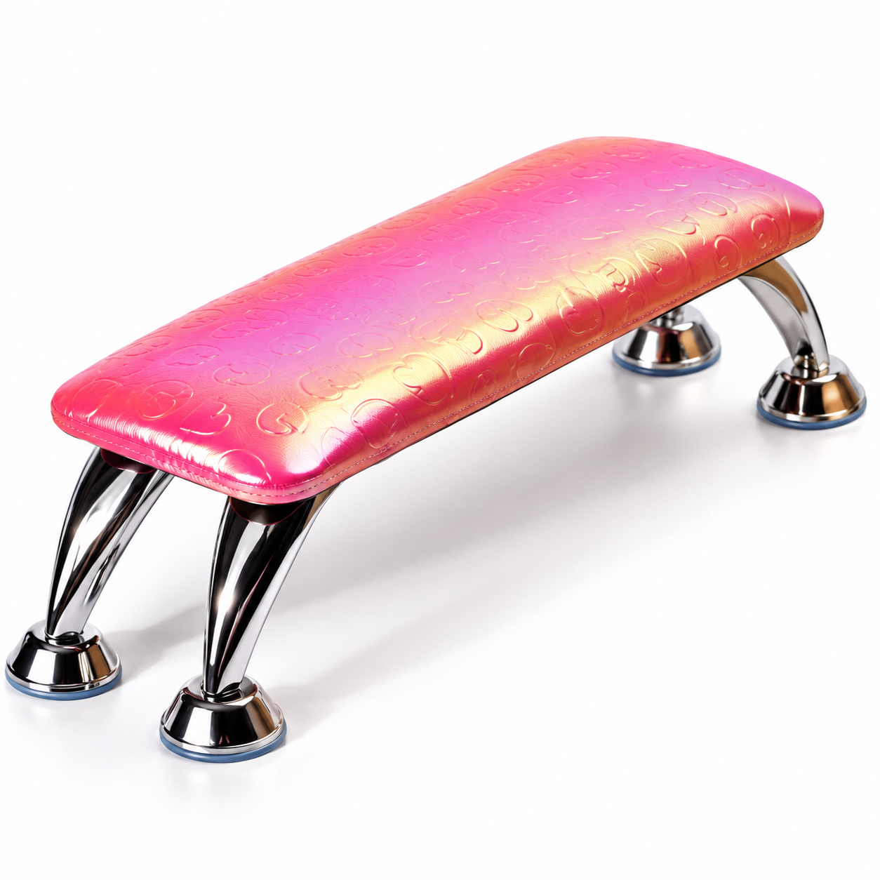 Manicure Armrest – Pink Heart Pattern Nail Hand Rest with Chrome Metal Legs