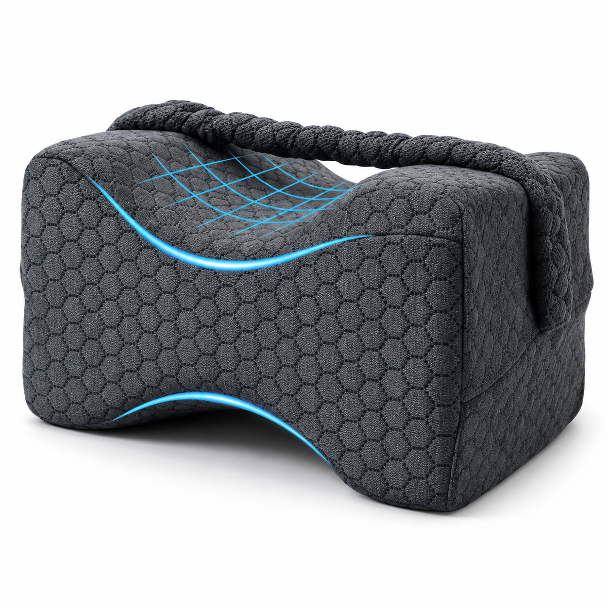 Ergonomic Memory Foam Knee Pillow for Side Sleepers with Adjustable Strap – Leg Support Cushion