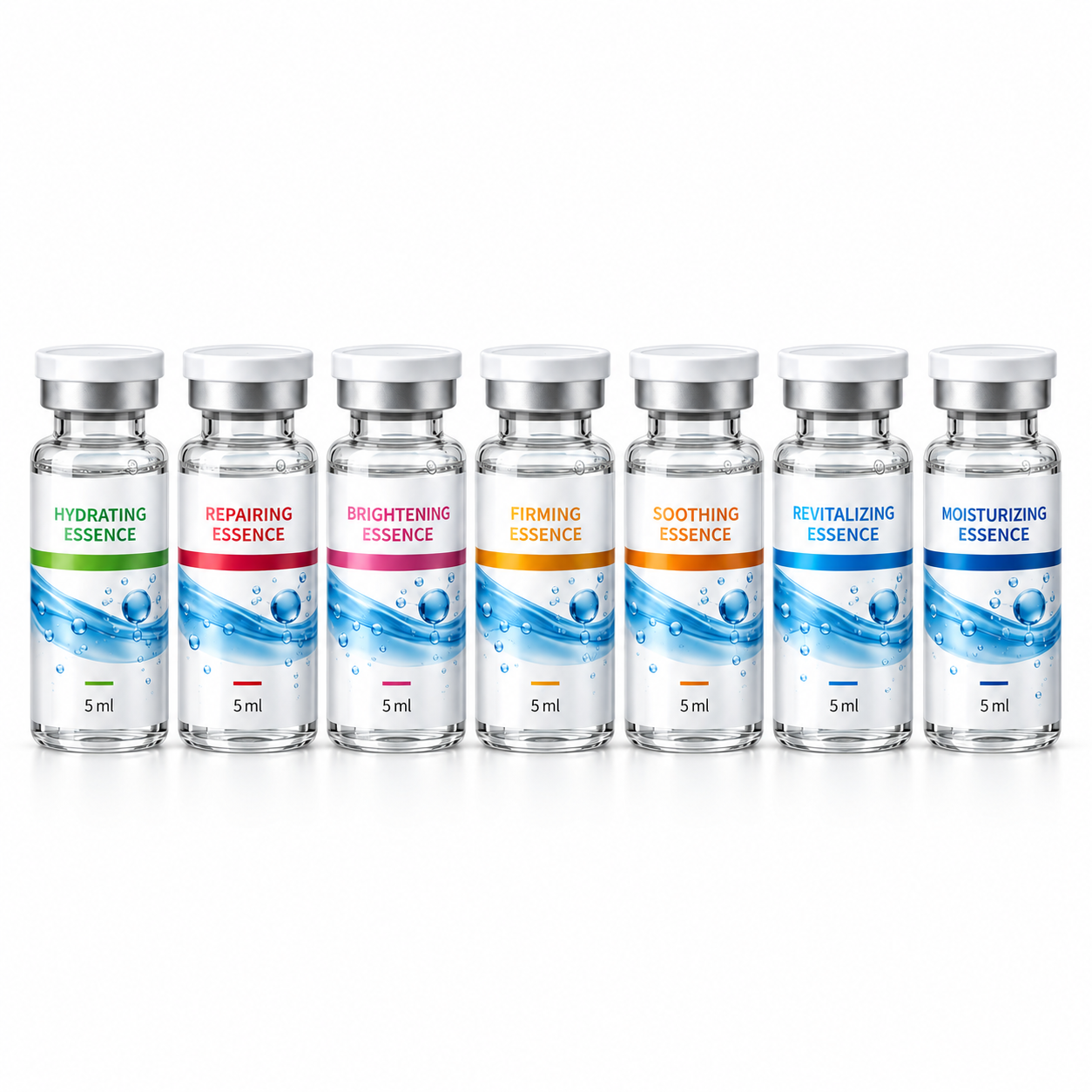 Professional Hydro Dermabrasion Essence Set – 7 Facial Solutions, 7 × 5ml