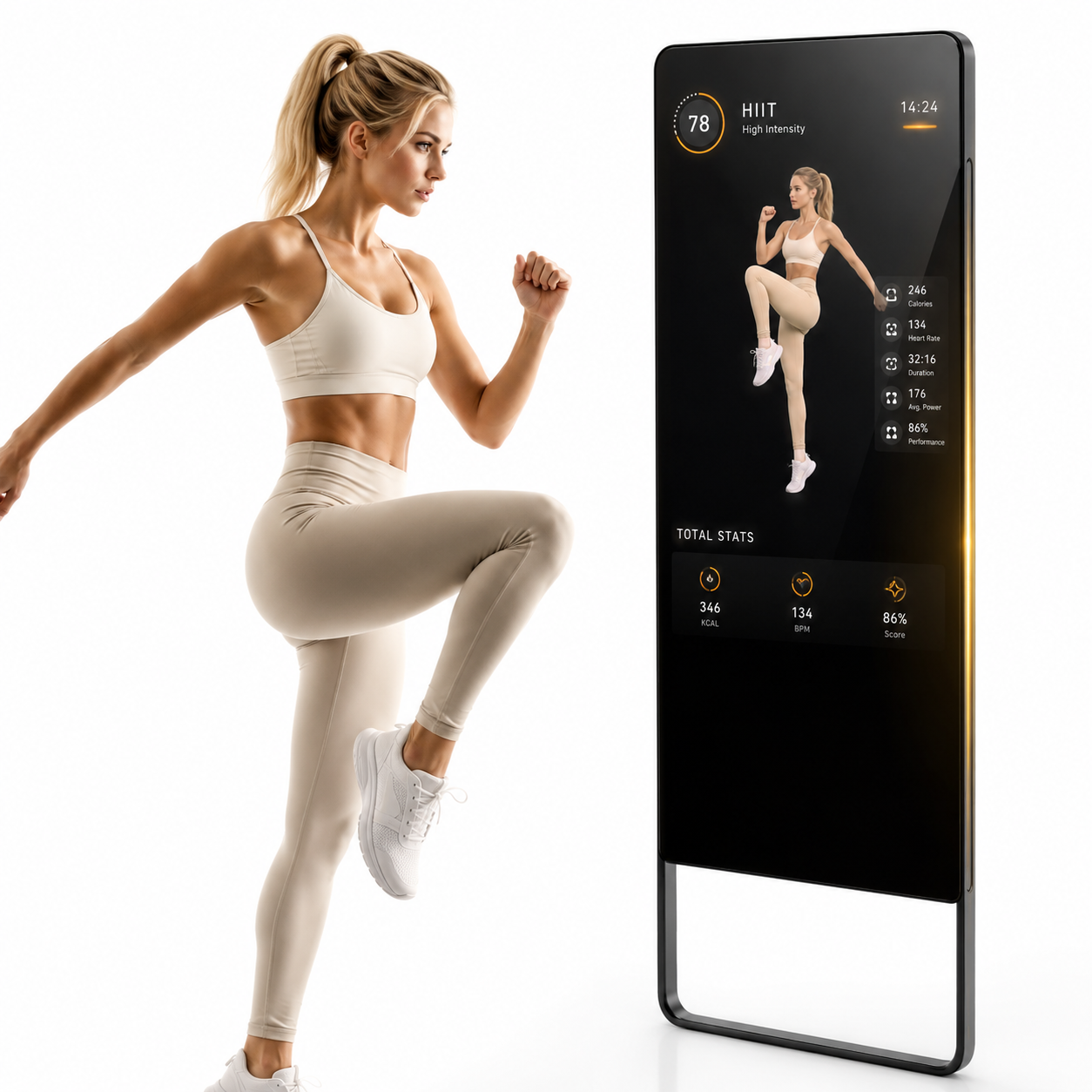 THEIA Fitness Magic Mirror –  43 Smart Touch Screen Fitness Mirror | Full HD IPS Display | WiFi Bluetooth | Home Gym Workout Mirror