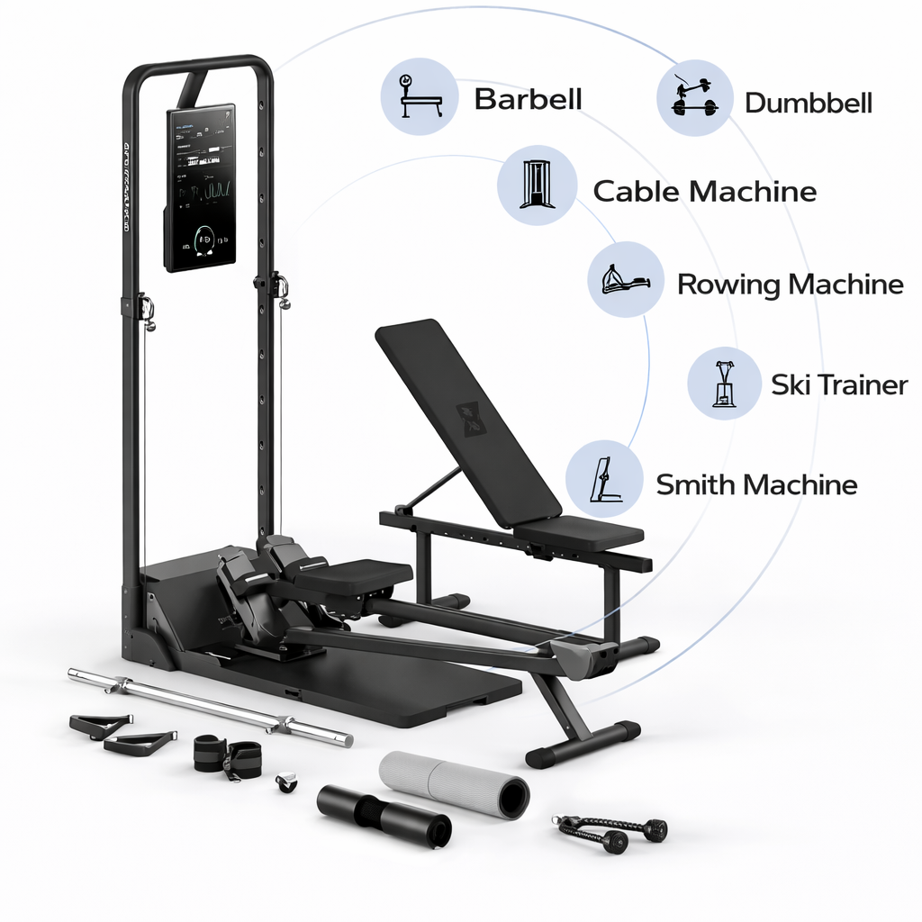 Theia Gym Monster Smart Home Gym – Upgraded Version 2.0, Multifunctional Strength Training System with Smith Machine, Power Cage & Cable Trainer