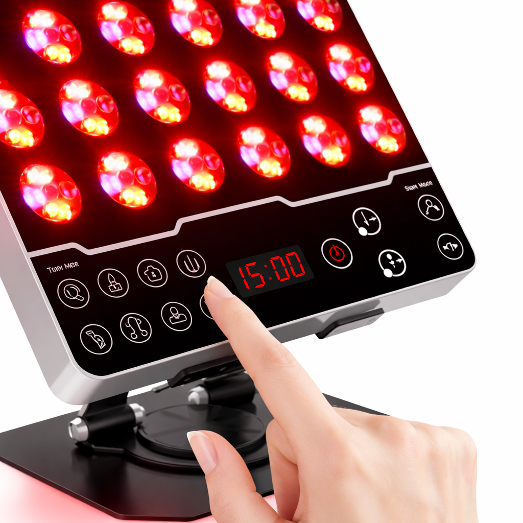 8 Modes Red Light Therapy Panel with 660nm / 850nm / 590nm / 415nm – Mini Desktop LED Device for Skin Care and Anti-Aging