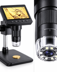 Professional 4.3" IPS Digital Microscope – 50X–1600X Magnification, 2MP Camera, 1080P Display, Adjustable LED Lighting & PC Connection