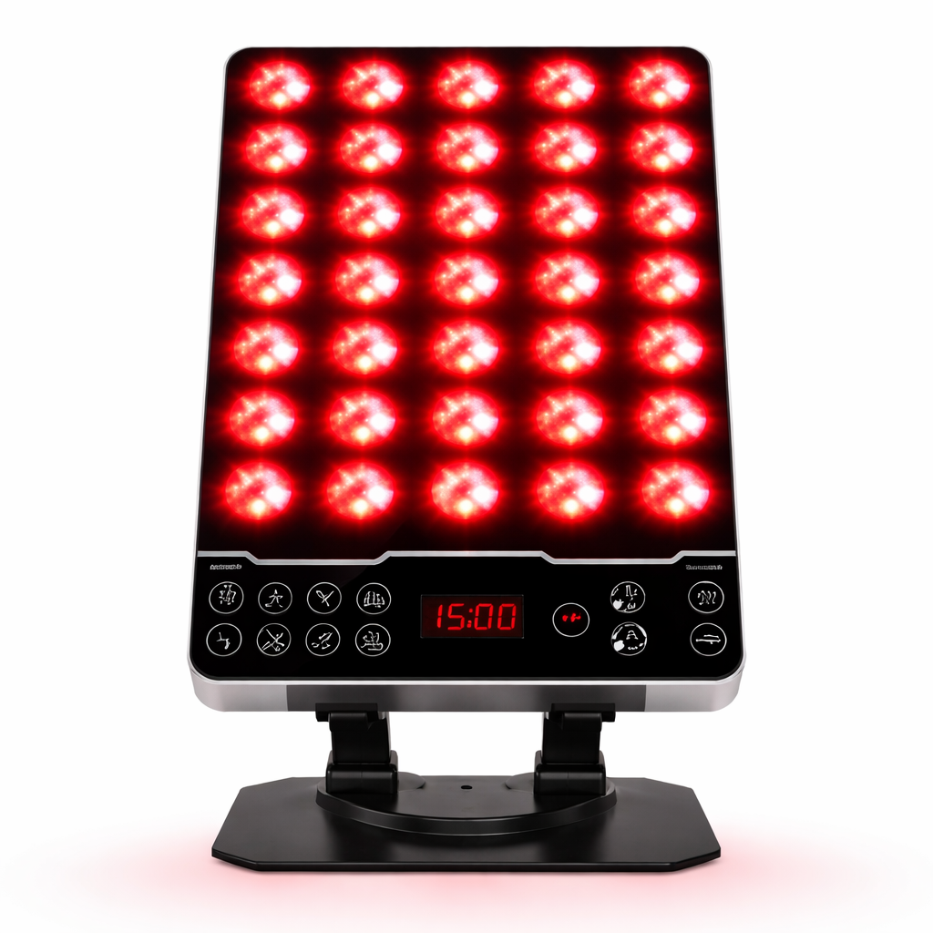 8 Modes Red Light Therapy Panel with 660nm / 850nm / 590nm / 415nm – Mini Desktop LED Device for Skin Care and Anti-Aging