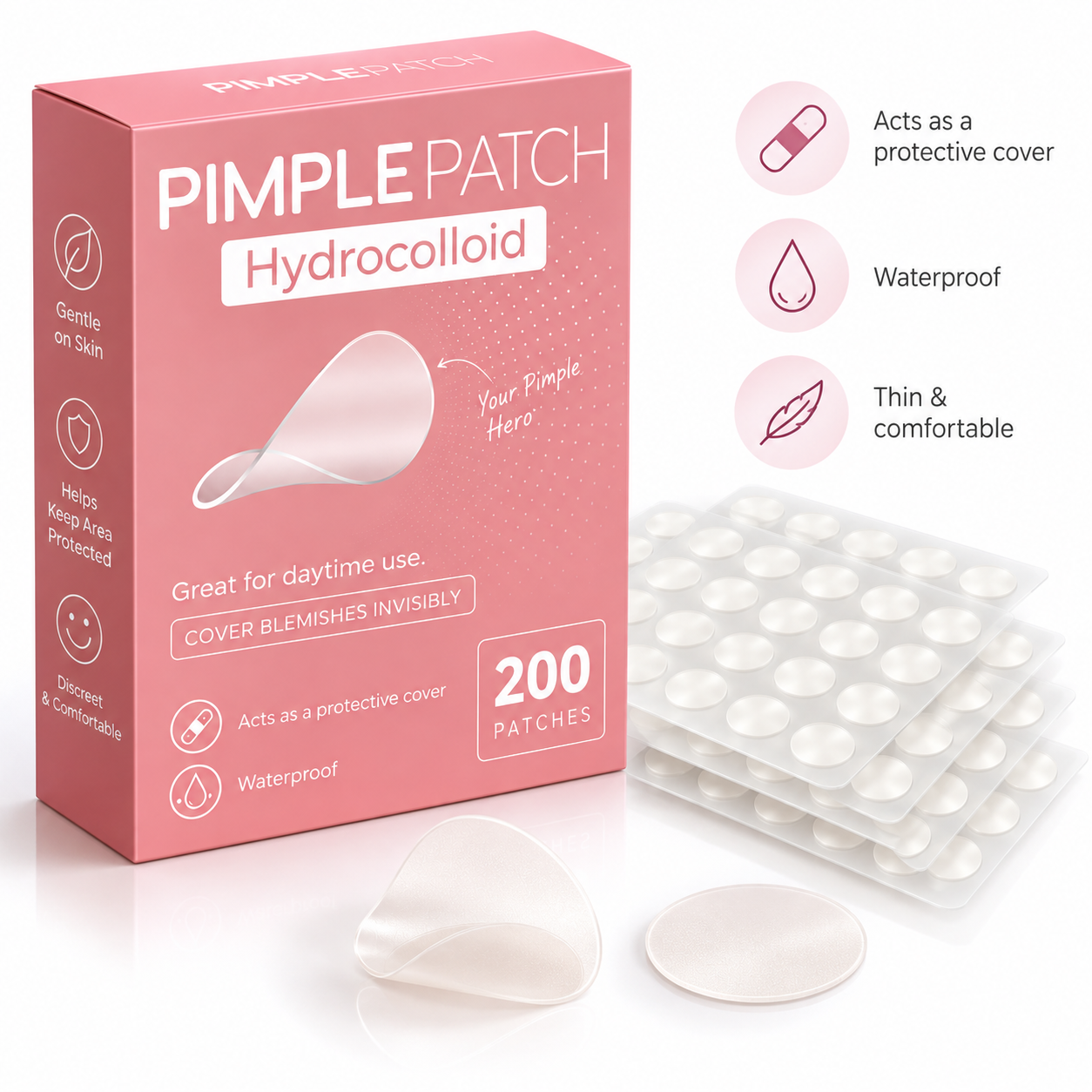 200 PCS Hydrocolloid Pimple Patches