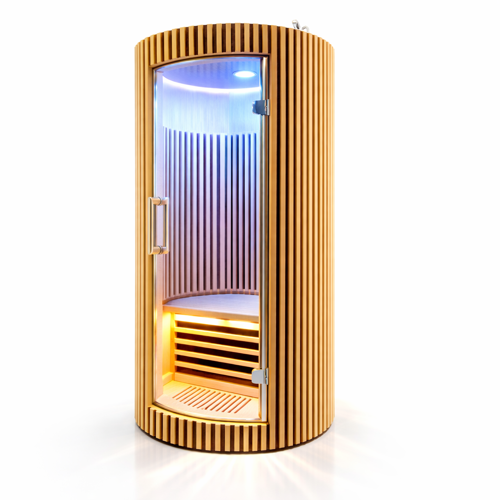 Far Infrared Sauna Room 1 Person – Solid Hemlock Wood Home Spa Cabin with Smart Touch Control – 2000mm Height