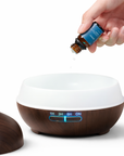 Ultrasonic Wood Grain Aromatherapy Diffuser with Blue LED – USB Essential Oil Humidifier & Cool Mist Air Purifier for Home & Office