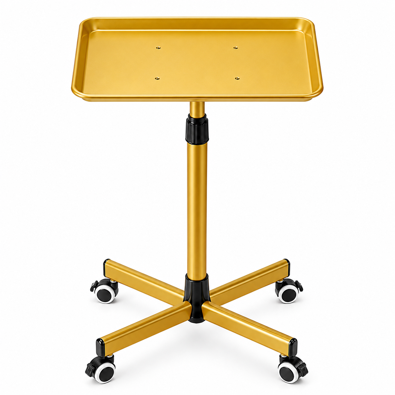 Professional Adjustable Beauty Salon Trolley with Aluminum Tray & Wheels – Gold